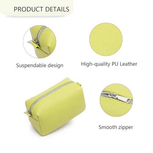 PU leather Organizer Bag Lightweight Cosmetic Bag with Ring Clasp Perfect Travel Makeup Bag for Women (Grass/PU) - color: Grass/PU