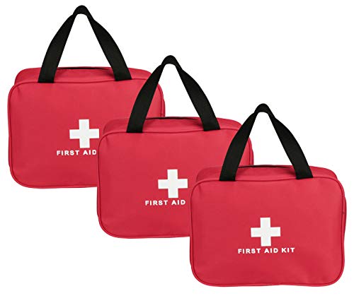 3 Pack Nylon First Aid Empty Kit,Compact and Lightweight First Aid Bag for Emergency at Home, Office, Car, Outdoors, Boat, Camping, Hiking(Bag Only) - size: 9.8*7.1*3.1 Inch