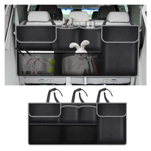 IHOTDER Large Capacity Car Trunk Organizer,Six Pockets Trunk Storage Organizer with Adjustable Straps,Wear-Resistant Oxford Fabric Hanging Trunk Organizer for Car Truck SUV