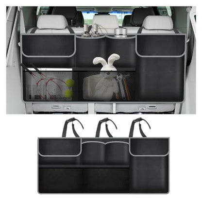 IHOTDER Large Capacity Car Trunk Organizer,Six Pockets Trunk Storage Organizer with Adjustable Straps,Wear-Resistant Oxford Fabric Hanging Trunk Organizer for Car Truck SUV