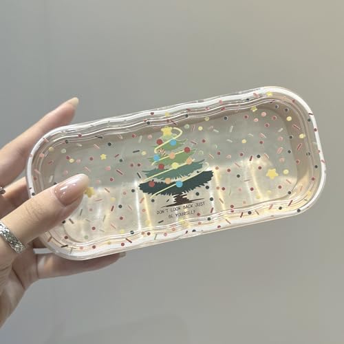 Cute hard shell bow glasses case cat transparent glasses case sunglasses glasses Size is 6.9 x 3.2 x 1.2inches - color: Case - Christmas Tree