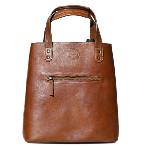 Premium Collection Genuine Leather Two-bottle Wine Tote | Luxury & Style Bag | Ideal Gift | Women and Men - color: Brown