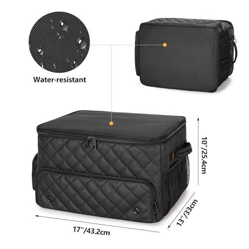 PGmoon 2 Layer Golf Trunk Organizer, Golf Car Storage Organizer with Individual Ventilated Compartment for 2 Pairs Shoes, Golf Car Locker for Balls, Clothes, Tees, Gloves, Accessories (Black) - color: Black
