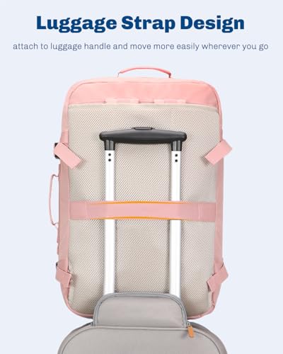 Hynes Eagle Carry on Backpack 38L Large Travel Backpack for Women Flight Approved Weekender Bag Laptop Backpack Men 15 inches Light Pink - color: Light Pink