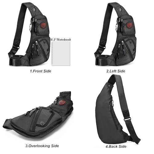 NICGID Sling Bag Chest Shoulder Backpack Crossbody Bags Casual Daypack for Men Women (Black-2620N) - color: Black-2620n