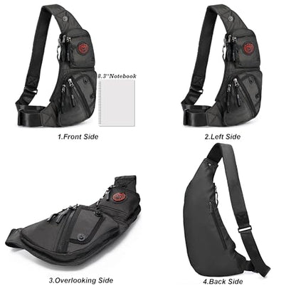 NICGID Sling Bag Chest Shoulder Backpack Crossbody Bags Casual Daypack for Men Women (Black-2620N) - color: Black-2620n