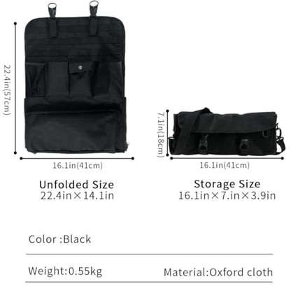 GMQ Car Seat Organizer,Multifunctional Tactical Car Seat Back Storage Pocket with Molle Pouch,Universal Fits for SUV,F150,Car Truck for Road Trips (1, Black)