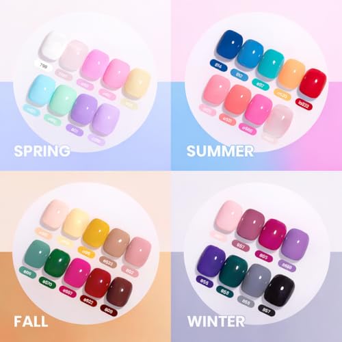beetles Gel Polish Set Vivid Seasons - Spring Gel Nail Polish Set 36 Colors Pink Yellow Green Purple Jelly Shades 45pcs with Base & Top Coat UV LED Soak Off DIY Salon Summer Gift for Women & Girls - color: 0-1-Vivid Seasons