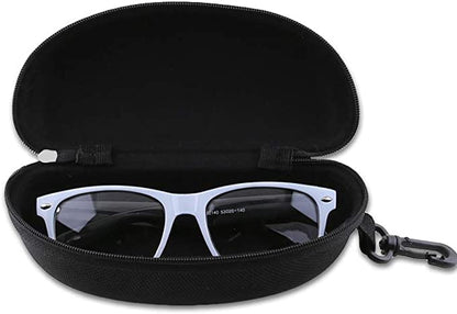 3 Pack Zipper Shell Eyeglasses and Sunglasses Case with Plastic Carabiner Hook - color: Black