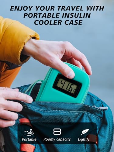 YOUSHARES Insulin Cooler Travel Case with Temperature Display - Refrigerated Medicine Cooling Bag with 2 TSA Approved Ice Pack, Medication Pen Diabetic Supplies Organizer for Trip and Daily - color: 02 Green