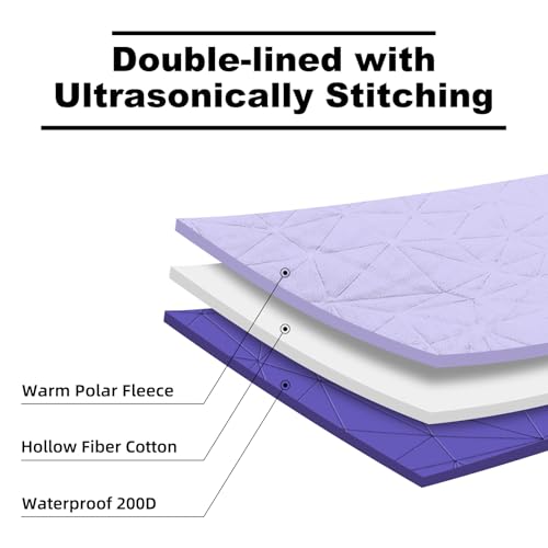 Large Outdoor Waterproof Blanket Extra Thick Fleece Stadium Blanket for Camping, Car, Pet, Picnics - Windproof, Wearable, Machine Washable 80" x 58" (Purple,Hooded) - color: Hooded-purple