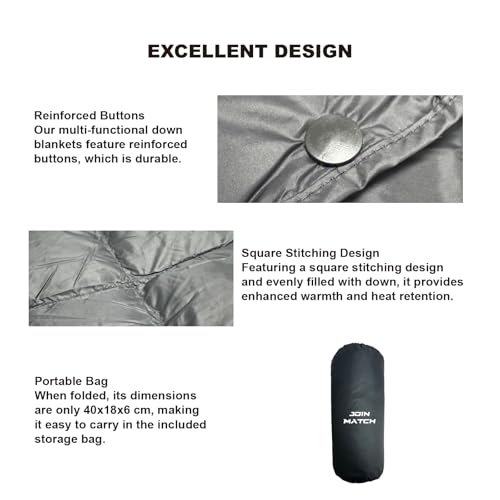 Ultralight Multi-functional Down Blanket, Wearable Shawl, U-Shaped Neck Pillow, Portable Bag for Camping & Office & Travelling (Black) - color: Black