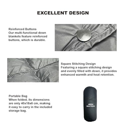 Ultralight Multi-functional Down Blanket, Wearable Shawl, U-Shaped Neck Pillow, Portable Bag for Camping & Office & Travelling (Black) - color: Black