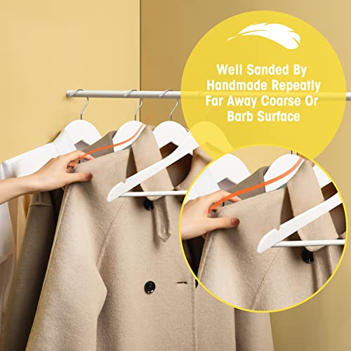 White Wooden Hangers 30 Pack Slim Coat Hangers for Closet with Smooth Finish,Shirt,Suit,Dress,Heavy Duty Clothes Hanger - color: White