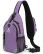 Sling Backpack for Women & Men, Crossbody Travel Bag with Water Bottle Holders, 17 Pockets, Quick-Access Phone Pocket, Hidden Security Pocket, Fits 11" Tablet, for Daily Carry, Travel, Theme Parks - color: E-plum
