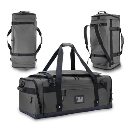 Large Duffle Bag for Travel - Men & Women, Foldable Gym Duffle Backpack, Heavy Duty Tactical Military Canvas Duffel Bags, Extra Big Carry On with Shoe Pockets, Waterproof (80L/103L) - color: Grey, size: L(103L)