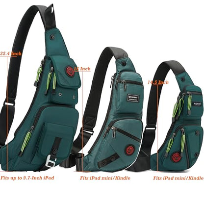 NICGID Sling Bag Chest Shoulder Backpack Crossbody Bags Casual Daypack for Men Women - color: Dark Green-1