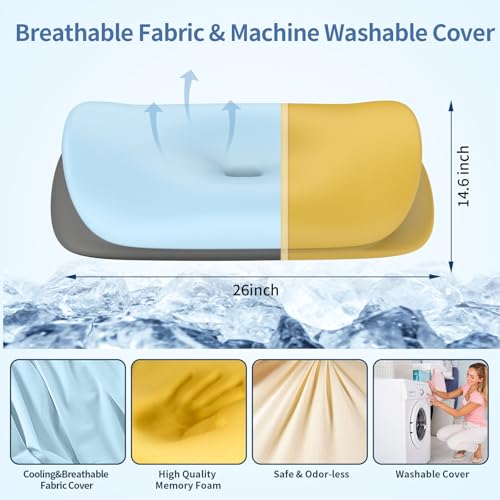 Olumoon Cervical Neck Pillow - Ergonomic Memory Foam Contour Pillows for Side, Back & Stomach Sleepers, Cervical Pillow for Neck Support Sleeping with Breathable Cover