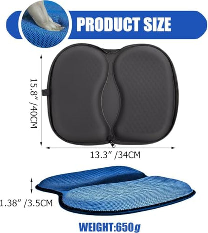 Foldable Seat Cushion for Travel, Honeycomb Gel Seat Cushion with Zipper & Handle, Portable Honeycomb Gel Cushion for Fatigue Relief, Ventilative Butt Pillow 15.8 x 13.3 x 1.4 Inches (1 in Blue) - color: 1 in Blue
