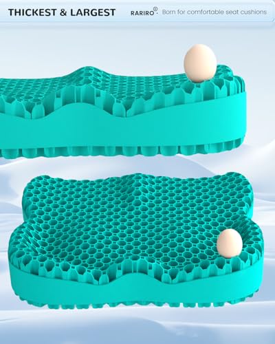Gel Seat Cushion for Long Sitting(Enlarged&Thickened), Cooling Pressure Relief Seat Cushion for Wheelchair, Driving, Kayak, Office Desk Chair Seat Pad Gel for Heavy People[Green-19.7" Large] - color: Green, size: 19.7*16.1*3.5in