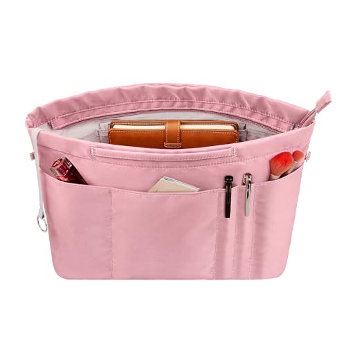 Vercord Purse Insert Organizers for Tote Handbag Bag in Bag with Zipper Liner Bag Organizer for Women 14 pockets - color: Pink, size: XXL