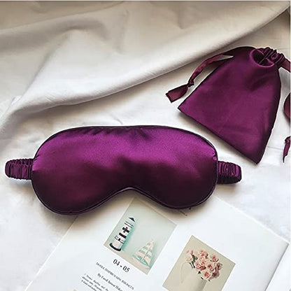 Silk Satin Sleeping Eye Mask, Dark Purple Sleep Eye Mask Night Blindfold for Women and Men, Soft Breathable Blackout Eyeshade Eye Cover for Travel, Wedding Bridesmaid Gift - color: Dark Purple