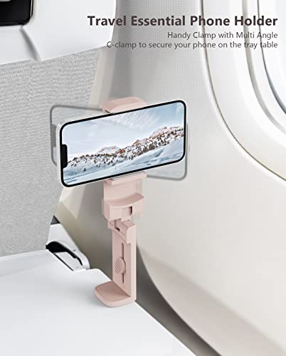 MiiKARE Travel Essentials Airplane Phone Holder, Universal Handsfree Phone Mount for Flying with 360 Degree Rotation, Travel Must Haves Phone Stand for Desk, Tray Table, Purple&Pink - color: Purple&Pink