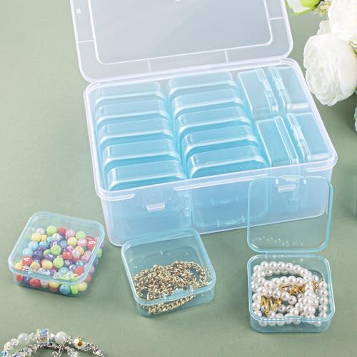 Jewelry Organizer Box with 12 Small Boxes Portable Storage for Earrings Pills DIY Craft Accessories for Travel Use(Blue) - color: Blue, size: MIX