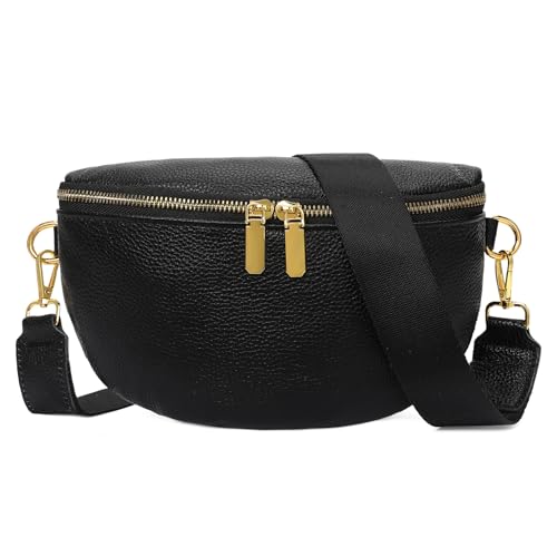 GAEKEAO Crossbody Bags for Women Fashion Sling Purse Fanny Pack Leather Belt Bum Bag Chest Shoulder Bag for Travel Black - color: A01 Black