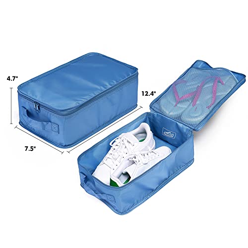 Travel Shoe Bags, Foldable Waterproof Shoe Pouches Organizer-Double Layer (4 Seablue Shoe Bags) - color: Sea Blue, size: 4 Packs
