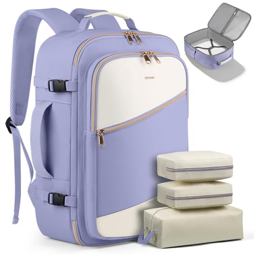 HOTOR Travel Backpack for Women – TSA-Friendly Travel Bag with Multiple Compartments & 3 Packing Cubes, Water-Resistant & Comfortable, Perfect for Travel Essentials, Purple, 17.3" x 13.0" x 7.9" - color: Purple, size: 17.3" x 13.0" x 7.9"