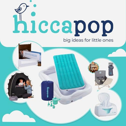 Hiccapop Inflatable Toddler Travel Bed with Safety Bumpers [4-Sided] | Portable Toddler Bed for Kids | Toddler Air Mattress | Kids Air Mattress - Teal Blue - color: Teal