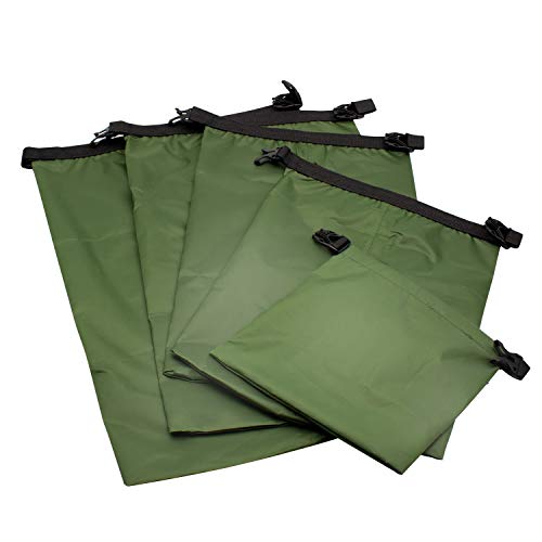 TRENDBOX Roll Top Waterproof Dry bag Kit Storage Compression Bag Sack Poch Packing Organizers Water Resistant Camping Travel - color: Set of 5 - ForestGreen