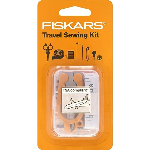 Fiskars Sewing Kit,Gifts for Mom,27-Piece Travel Sewing Set with Case,Orange,(Pack of 12) - size: (Pack of 12)