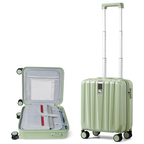 Hanke 16 Inch Underseat Carry on Luggage with Wheels,Small Hard Shell Suitcases for Weekender,Travel Approved Lightweight Travel Luggage Suitcase for Womem Men,Bamboo Green. - color: Bamboo Green, size: Underseat 16-Inch