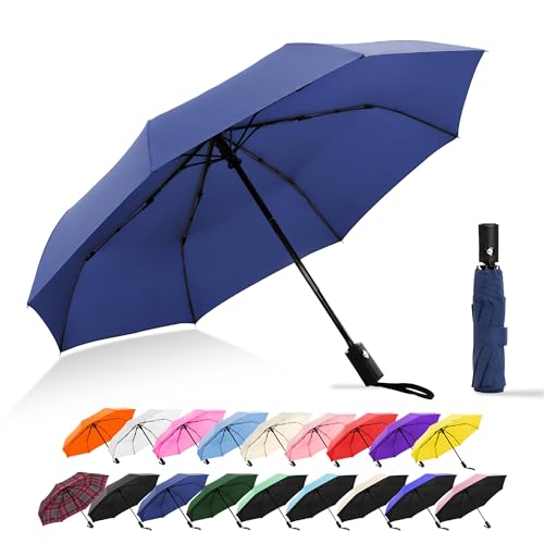 Travel Umbrella UV Sun Protection - Compact Mini Travel Size Automatic Windproof for Backpack or Purse, Lightweight Outdoor Parasol - color: Dark Blue