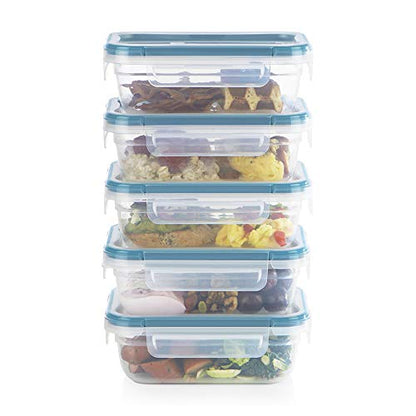 Snapware Plastic Total Solutions (5-Pack, 3 Cup) Food Storage Containers Set, Airtight & Leakproof Plastic Locking BPA-Free Lids Tupperware, Freezer Dishwasher Microwave Safe - size: 5 Pack, style: 3 Cup