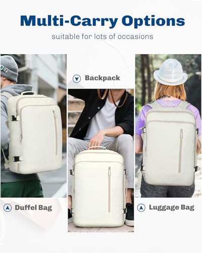 Hynes Eagle Carry on Backpack 38L Large Travel Backpack for Women Flight Approved Weekender Bag Laptop Backpack Men 15 inches Beige - color: Beige
