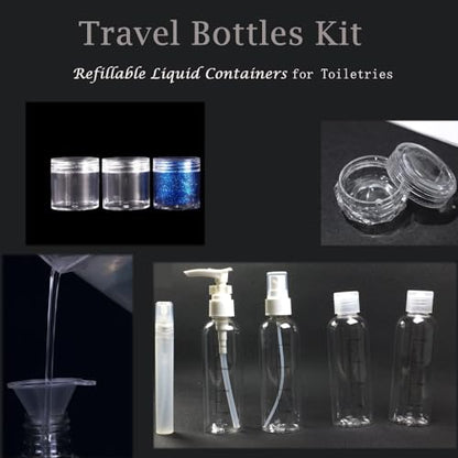 Clear Travel Toiletry Bag TSA Approved Toiletry Cosmetic Bags Men Women & Travel Bottles set for Toiletries TSA Approved Travel Bottle 3.4 oz Leak Proof Refillable & Travel Containers for Toiletries