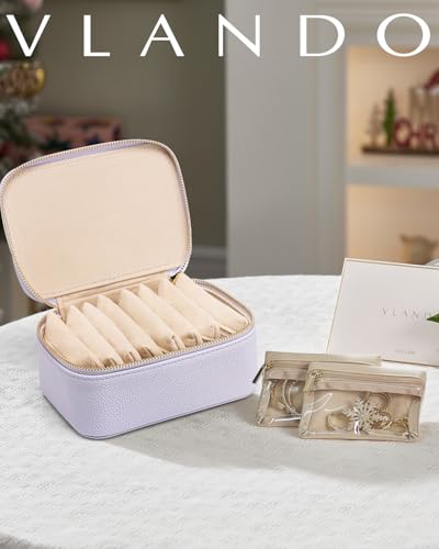Vlando Jewelry Travel Case,Travel Jewelry Organizer with Clear Velvet Jewelry Bags Zipper Pouch for Women Girl Gift- 8Pcs Purple - color: C.8PCS Purple