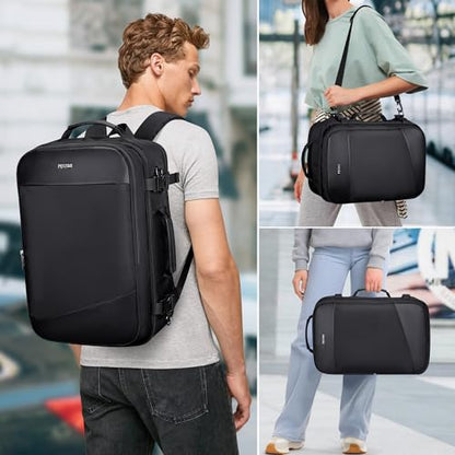 PIJUSHI Travel Backpack for Women Men Carry on Suitcase Backpack Flight Approved Personal Item Bag Fits 16 Inch Laptop(PE035 Black) - color: Black