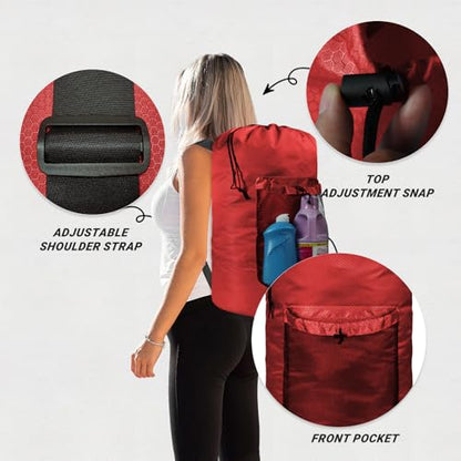 Laundry Bag with Shoulder Straps and Mesh Pocket Laundry Backpack Large Portable Laundry Hamper for College Laundromat Apartment (Red) - color: Red