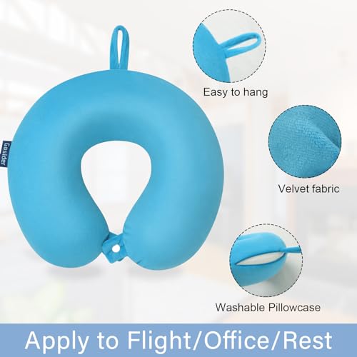 Neck Pillow for Travel Comfortable Travel Pillows U Shape Memory Foam Airplane Pillow Support Neck and Head Portable Neck Pillows Suitable for Airplane, Trains, Self-Driving Cars, Lake Blue Color - color: Lake Blue