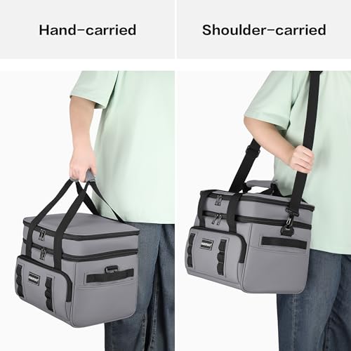 Hulongo Insulated Soft Cooler Bag, Large Ice Coolers Soft Sided Ice Chest for Beach, Collapsible and Portable - color: gray (30 CAN Medium)