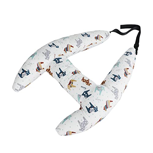 SIQITECHNO Car Travel Pillow H-Shape Seat Pillow Kids Adults Soft Neck Pillow Breathable Head and Body Support Pillow Car Aircraft Sleeping Cushion for Long Journey Road Trip Travel Accessories - color: Cute Ponies