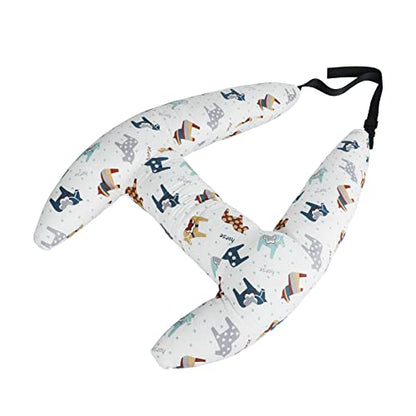 SIQITECHNO Car Travel Pillow H-Shape Seat Pillow Kids Adults Soft Neck Pillow Breathable Head and Body Support Pillow Car Aircraft Sleeping Cushion for Long Journey Road Trip Travel Accessories - color: Cute Ponies