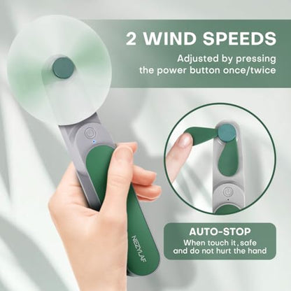 Portable mini handheld Fan, small Rechargeable Personal Fan for 9-15 Hours Runtime, Pocket Design for Travel/Women Essentials/vacation/beach/vacation/airplane/disney - color: Green