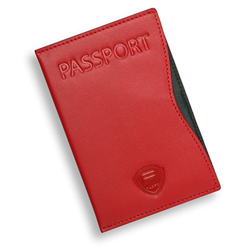 Alban RFID Passport Holder Women Men RFID Blocking Travel Passport Wallet Case Genuine Leather Passport Cover porta pasaporte - color: Red