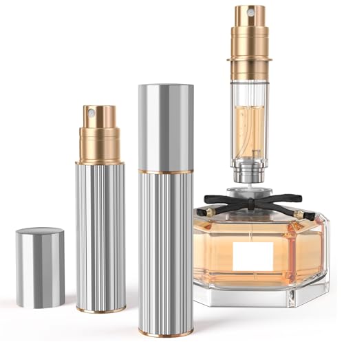 YIERSO 10ml Perfume Atomizer Travel Refillable,Bottom-Filling Fragrances Perfumes Bottle,Mini Cologne Dispenser, Portable Sprayer Pocket Size for Women Men Cruise Car Trip Gift 0.34oz (Sliver-10ml) - color: Sliver-10ml