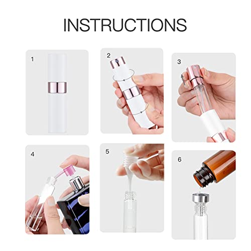 LISAPACK 8ML Atomizer Perfume Spray Bottle for Travel (3 PCS) Empty Cologne Dispenser, Portable Sprayer (White) - color: 3 white